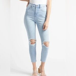 Good American Good Waist Crop Distressed Denim Jeans